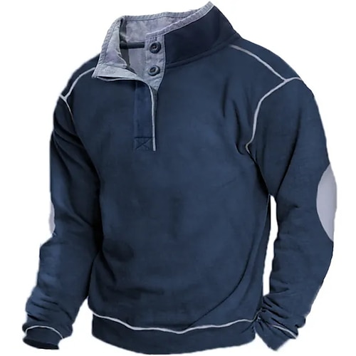 

Hombre Sudadera Azul Marino Cuello Mao Bloque de color Retazos Deporte Diario Festivos Ropa de calle Básico Casual Primavera Otoño Ropa Sudaderas con capucha Sudaderas