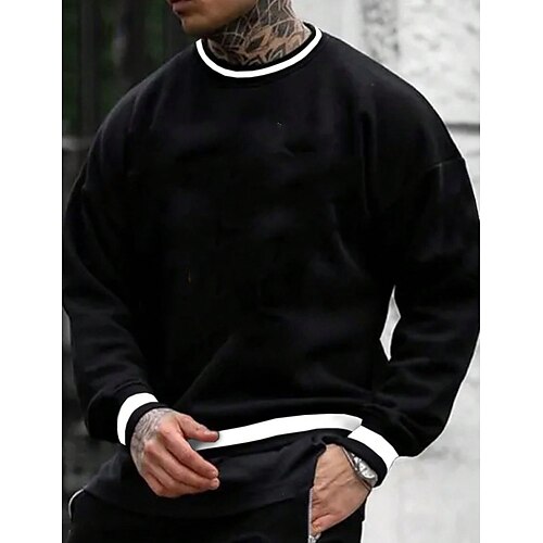 

Homme Sweat shirt Noir Col Ras du Cou Bloc de couleur Sport Loisir du quotidien Vacances Vêtement de rue basique Décontractées Printemps Automne Vêtement Tenue Pulls Capuche Pulls molletonnés