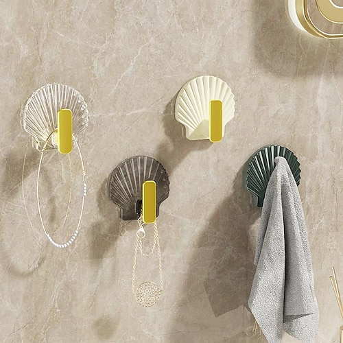 

4 pcs ganchos em forma de concha, ganchos de porta de banheiro de cozinha