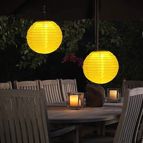 

12 Solar Powered Lanterns Waterproof Outdoor Nylon Cloth Paper Lantern Lamps Garden Hanging Paper Lanterns