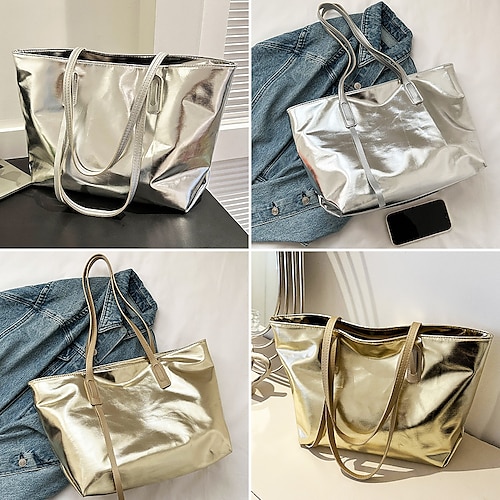 METALIC SILVER TOTE BAG 2928B シルバー バッグ