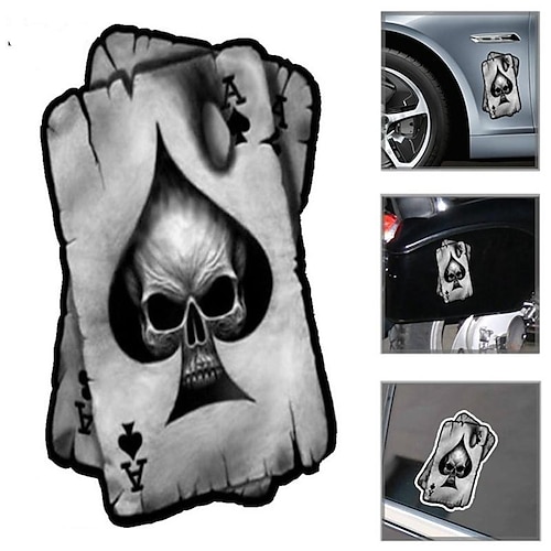 

2PCS Halloween SPADES A SKULL Interesting Reflective Car Stickers Decals Auto Accessories