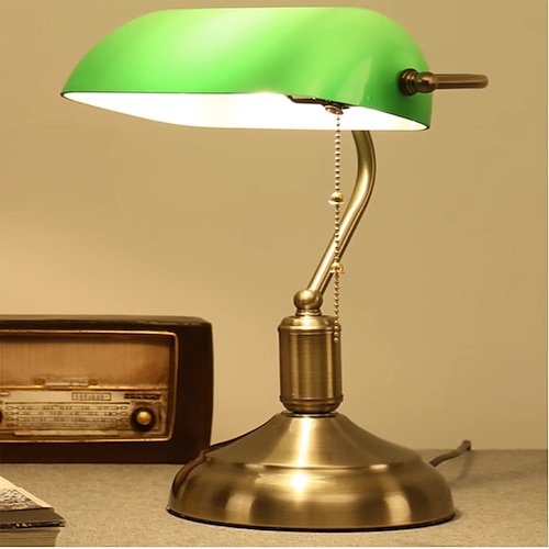 Green Glass Bankers Desk Lamp Antique Desk Lamps with Brass Base