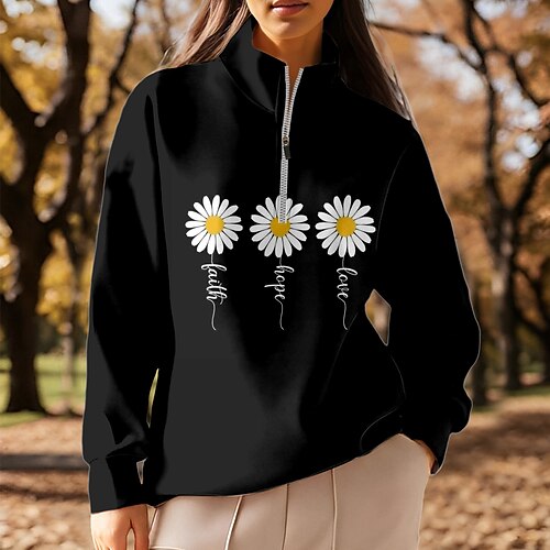 

Mujer Jersey de golf Sudadera Golf Mantiene abrigado Transpirable Dispersor de humedad Manga Larga Ropa de golf Camiseta Ajuste regular Bolsillos laterales 1/4 cremallera Floral Primavera Otoño Tenis