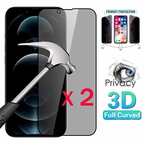 

2 pièces 9h verre trempé de confidentialité totale pour iphone 14 14 pro max 14 plus 13 13 mini 13 pro max 12 12 mini 12 pro max 11pro max 11pro 3d protecteur d'écran anti-espion haute définition