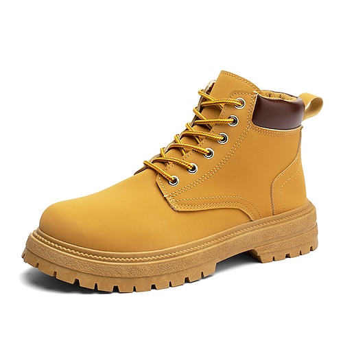 

Homens Botas Coturnos Botas de trabalho Vintage Formais Diário Caminhada Couro Ecológico Aumentar a Altura Botas Cano Médio Preto Amarelo Cáqui Outono Inverno