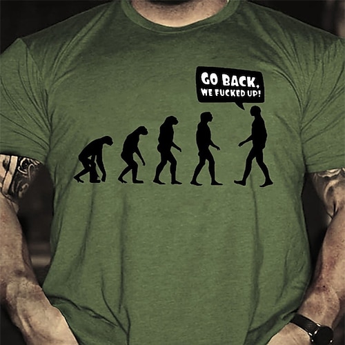 

Christmas Evolution Mens Graphic Shirt Person Prints Fashion Designer Classic Tee Casual Style Outdoor Street Sport White Army Green Go Back We Fucked Up Cotton