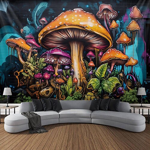 

Street art champignon suspendu tapisserie mur art grande tapisserie décor mural photographie toile de fond couverture rideau maison chambre salon décoration