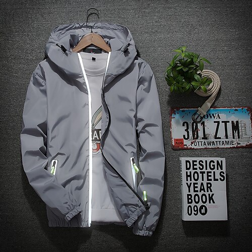 

Herren Kapuzenjacke Outdoorjacke Sports Outdoor Urlaub Reflektierend UV-beständig Sommer Herbst Feste Farbe Moderner Stil Mit Kapuze Standard Schwarz Weiß Rote Marineblau Orange Jacken