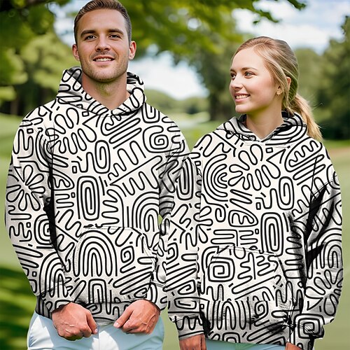 

Homens Mulheres Roupas combinando moletom de golfe pulôver de golfe Respirável Secagem Rápida Com bolsos Manga Longa Vestuário de golfe Roupas de golfe Normal Estampado Primavera Outono Tênis Golfe