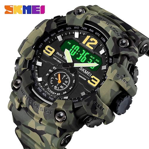 

Skmei 1637 double mouvement 3 temps sport montre-bracelet hommes étanche montres électroniques montre homme antichoc numérique hommes montre