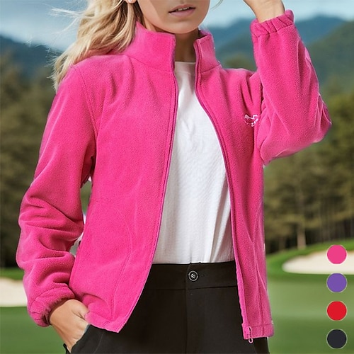 

Women's Golf Jacket Thermal Warm Breathable Lightweight Long Sleeve Golf Apparel Golf Clothes Full Zip Solid Color Winter Autumn Tennis Golf Pickleball