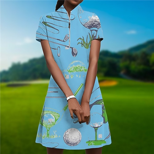 

Mulheres Vestido de tênis vestido de golfe Respirável Secagem Rápida Pavio Humido Manga Curta Vestidos Vestuário de golfe Normal Zíper Estampado Verão Tênis Golfe Pickleball