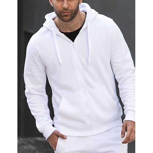 

Herren Hoodie Sweatshirt Kapuze Zip Hoodie Kapuzenjacke Weiß Mit Kapuze Glatt Sport Natur Täglich Festtage Strassenmode Cool Brautkleider schlicht Frühling Herbst Bekleidung Kapuzenpullover