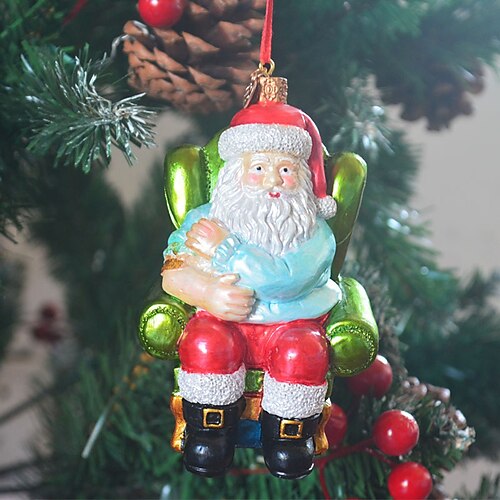 

Ornement de sapin de Noël en verre soufflé, Père Noël vacciné, vieux monde