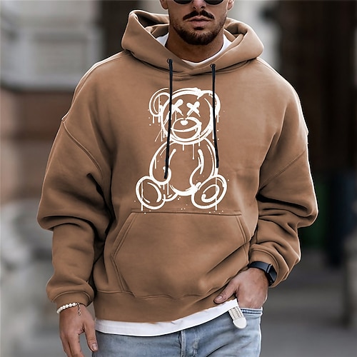 

Herren Hoodie Sweatshirt Kapuze Rote Blau Braun Grün Leicht Blau Mit Kapuze Bär Grafik-Drucke Bedruckt Täglich Sport 3D-Druck Strassenmode Designer Basic Frühling Herbst Bekleidung Kapuzenpullover