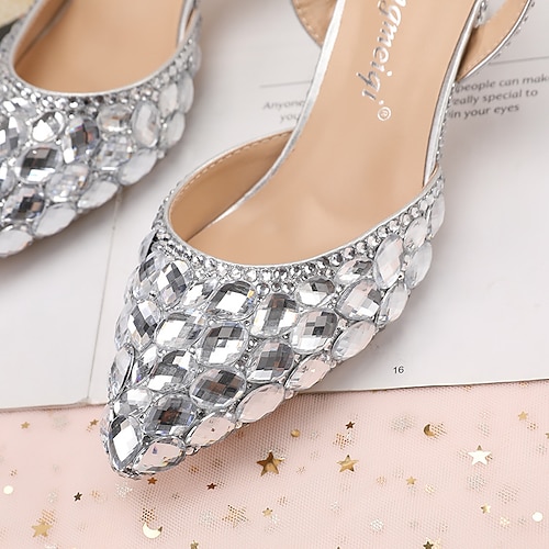  Női Esküvői cipők Szandálok Extra méret Csillogó cipő Menyasszonyi cipők Csat Fantasy sarok Slingback sarok Erősített lábujj Klasszikus Műbőr Fém csat Ezüst Rózsaszín Világosbarna