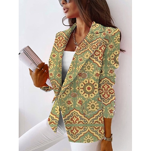 

Femme blazer Anniversaire Imprimer Imprime Respirable mode Standard Vêtements d'extérieur manche longue Printemps Rose Claire S