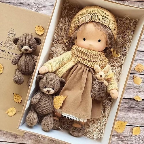 

Вальдорфская кукла с хлопковым телом, кукла-художник, мини-кукла-одевалка ручной работы, сделай сам (аксессуар медведь в комплект не входит)