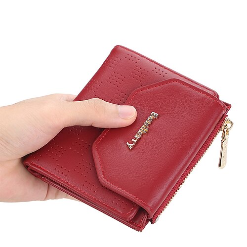 

Mujer Cartera Cartera con tarjetero Cuero de PU Oficina Diario En Relieve Color sólido Vino Negro