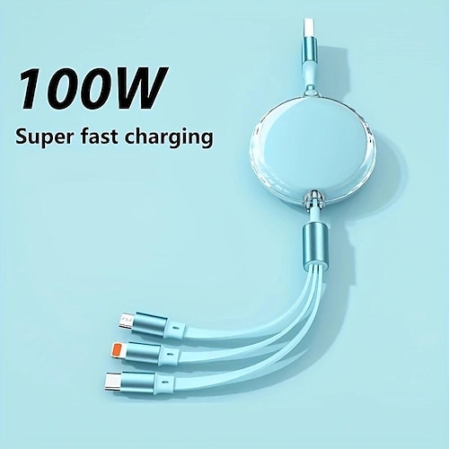 

Câble de charge usb 3 en 1 6a 100w pour huawei samsung xiaomi câble micro usb typec câble rétractable pour iphone 14 13 12 pro max