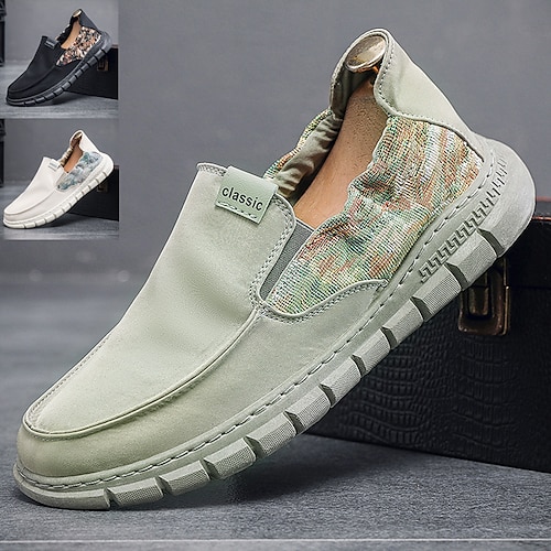 

Hombre Zapatos de taco bajo y Slip-On Mocasines de Tela Casual Exterior Diario Tela Transpirable Cómodo Antideslizante Negro Verde Trébol Beige Bloque de color Verano Otoño