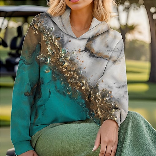 

Femme Sweat à capuche de golf Pull de golf Respirable Séchage rapide Avec poches manche longue Vêtements de golf Vêtements d'extérieur de golf Standard Bloc de couleur Imprimé Printemps Automne