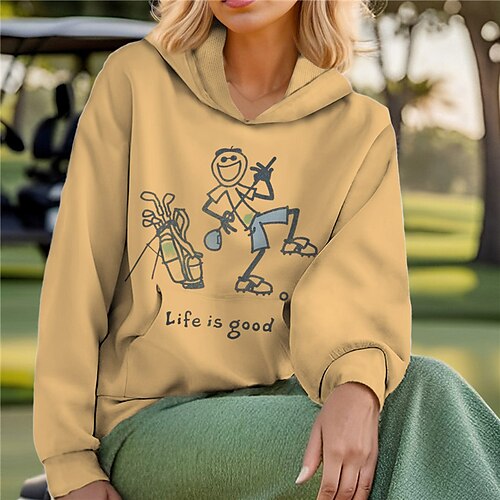 

Damen Passende Outfits Golf-Hoodie Golfpullover Atmungsaktiv Schnelltrocknend Mit Taschen Langarm Golfbekleidung Golfkleidung Regular Fit Bedruckt Frühling Herbst Tennis Golfspiel Pickleball