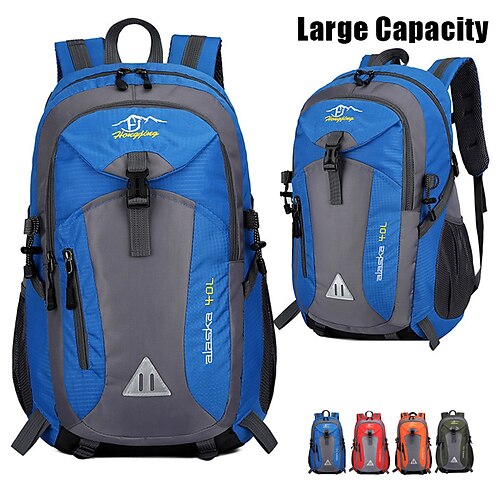 

Men's Women's Backpack School Bag Bookbag Functional Backpack Outdoor Camping & Hiking Color Block Polyester Large Capacity Waterproof Breathable Zipper Black Light Green Army Green
