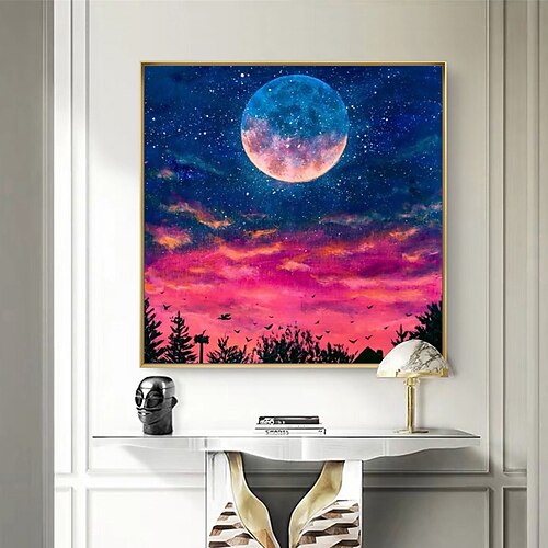 

Mintura handgefertigte riesige Sternenhimmel-Ölgemälde auf Leinwand, Wandkunst, Dekoration, moderne abstrakte Landschaftsbilder für Heimdekoration, gerolltes, rahmenloses, ungedehntes Gemälde