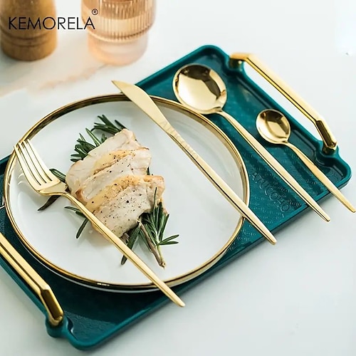 Elegant Tableware Set, Stainless Steel Mirror Polished Silverware Set,  Golden / Silvery Flatware Set With Gift Box, Wedding Dining Household Fork  Spoon Knife Cutlery Set, Kitchen Accessories - Temu