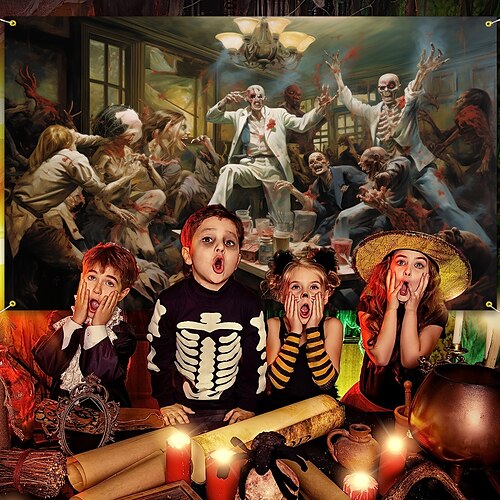  halloween fest skrekk hengende billedvev veggkunst stor billedvev veggmaleri dekor fotografi bakteppe teppe gardin hjem soverom stue dekorasjon hodeskalle zombie blod halloween dekorasjoner