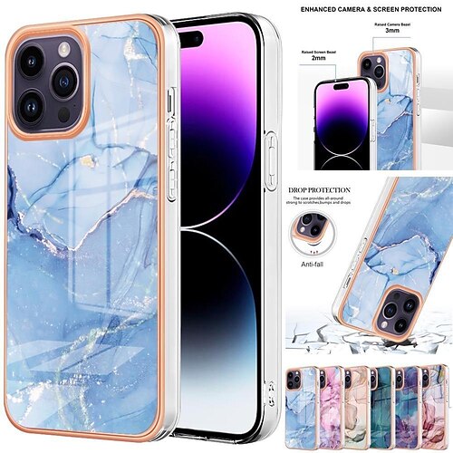 

Handy Hülle Handyhüllen Für Apple iPhone 15 Pro Max Plus iPhone 14 Pro Max 14 Plus 13 12 11 Pro Max Mini SE Klassische Serie Shutzrahmen Beschichtung Ganzkörperschutz Marmor TPU PC