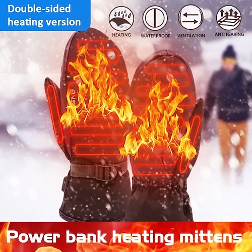 

Full Finger Heated Gloves Touch Screen Waterproof Windproof Men Women Electric Heating Mittens Winter Keep Warm Thermal Gloves Skiing