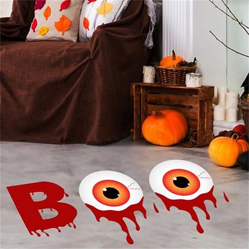 

BOO Halloween Letter Terror Eyeball PVC Sticker Floor Decoration Wall Decal