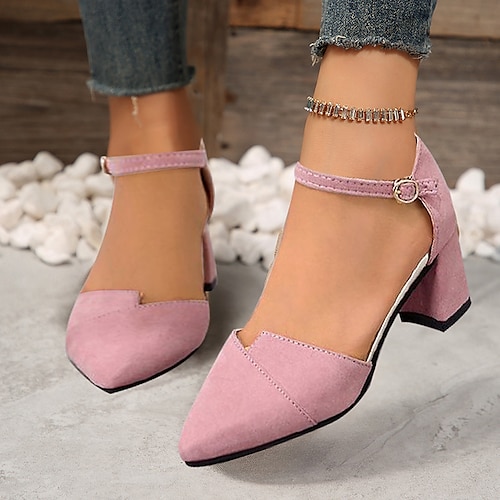 

Damen Absätze Abendschuhe Absatzsandalen B¨¹ro Täglich Sommer Stöckelschuh Blockabsatz Spitze Zehe Modisch Vintage Elegant Kunst-Veloursleder Knöchelriemen Feste Farbe Schwarz Rosa