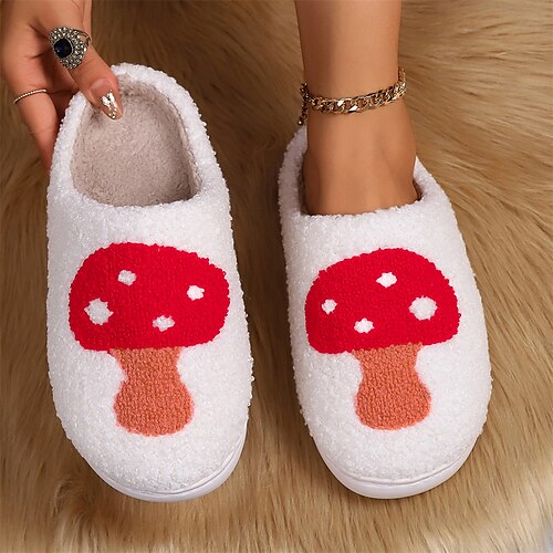 

Herren Damen Hausschuhe Slippers Fuzzy Slipper Hausschuhe Heim Halloween Täglich Flacher Absatz Runde Zehe Brautkleider schlicht Komfort Kunstpelz Halbschuhe Karikatur Weiß