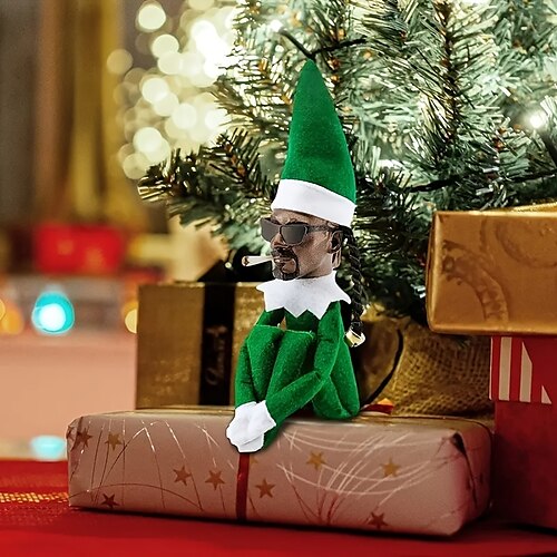 

1 muñeco de elfo hecho a mano peep doblado hacia abajo juguetes novedosos de peluche relleno suave decoraciones navideñas, muñeco de elfo de Navidad, regalo de peluche de codo hecho a mano,