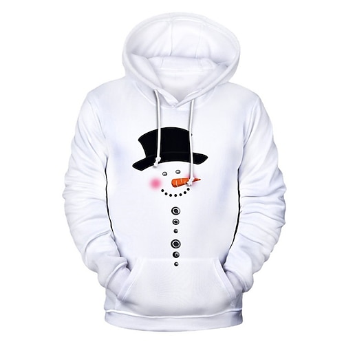 

Homme Sweat à capuche Blanche Capuche Bonhomme de neige Imprimés Photos Imprimer du quotidien Des sports Vêtement de rue Design basique Printemps Automne Vêtement Tenue Pulls Capuche Pulls