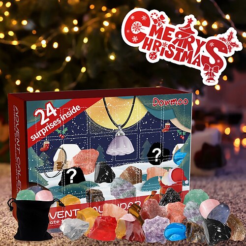 

Calendario de Adviento de Navidad dowmoo, caja ciega mineral, cuenta regresiva de 24 celdas, caja ciega mineral, juguetes de regalo de Navidad