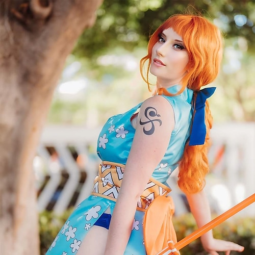  jednodílné nami cosplay paruky tepelně odolné syntetické vlasy anime party paruka oranžová karnevalová party paruka halloween paruky
