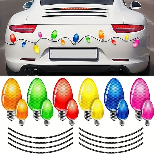 

15/30/45 Pieces Reflective Car Magnets Set Lights Bulb Magnet Set For Holiday Party Car, Garage, Mailbox, Refrigerator Decal With Magnet Wire