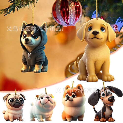 

Christmas Cute Dog Series Decoration, Christmas Tree Decoration, Car Acrylic Pendant Decoration