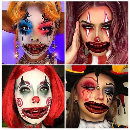 

Halloween-Mund-Tattoo-Aufkleber, gruselige Wunde, Lippen-Gesicht, DIY-Pary-Dekorationen, selbstklebende Fake-Tattoo-Make-up-Maskerade-Kunst-Abziehbilder