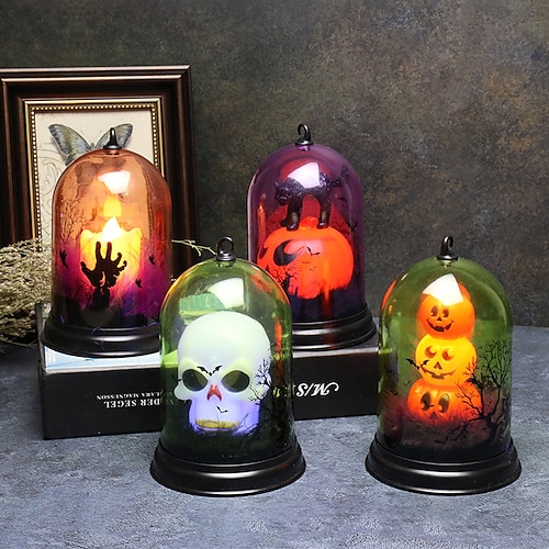 

adereços de festa de halloween luzes de velas de abóbora decorações coloridas