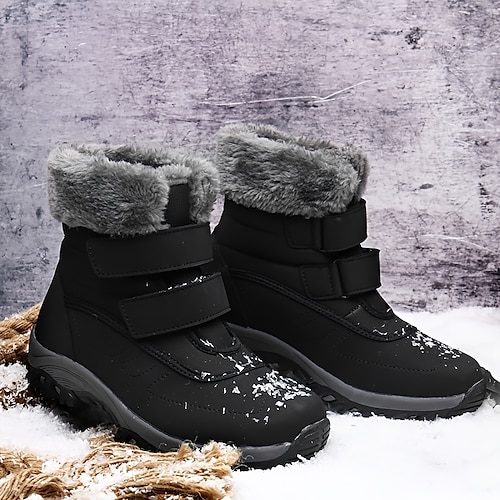 

Mujer Botas Botas de nieve Tallas Grandes Exterior Diario Forrado con Lana Botines Botines Invierno Tacón Plano Dedo redondo Casual Minimalismo Tela Elástica Cinta Color sólido Negro Gris