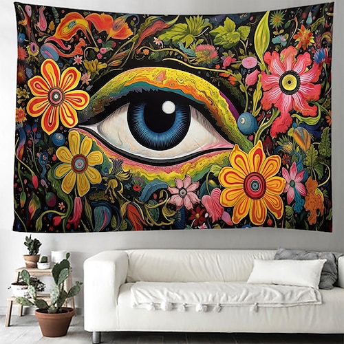 

Graffiti ojos colgante tapiz floral arte de la pared gran tapiz mural decoración fotografía telón de fondo manta cortina hogar dormitorio sala de estar decoración