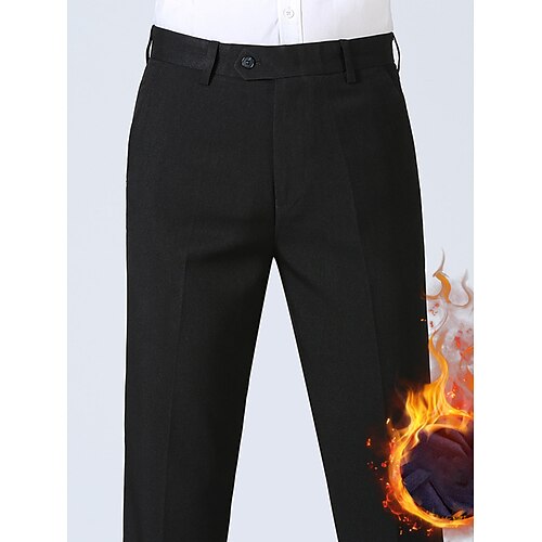 

Men's Dress Pants Fleece Pants Trousers Suit Pants Pocket Plain Comfort Breathable Outdoor Daily Going out Fashion Casual Black Light Grey