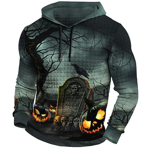 

Herren Zur Seite fahren Täglich Klassisch Brautkleider schlicht Kürbis Grafik-Drucke Hoodies Waffel-Hoodie Kastanienbraun Blau Grün Designer Halloween Festtage Ausgehen Mit Kapuze 3D-Druck Bedruckt