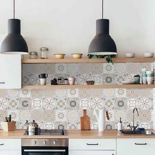 

Papel tapiz floral, papel tapiz despegable y adhesivo, autoadhesivo extraíble de PVC/vinilo para cocina, sala de estar, 17,7 pulgadas x 118 pulgadas (45cm x 300cm)